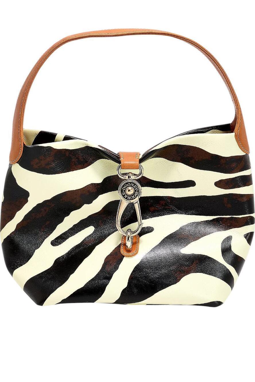 Dooney & Bourke Florentine Leather Logo Lock Hobo Zebra